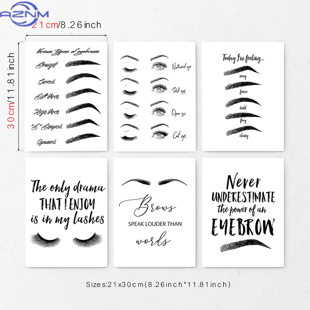 Beauty Of Makeup Quotes - Set of 6 Eyebrow and Eyelash