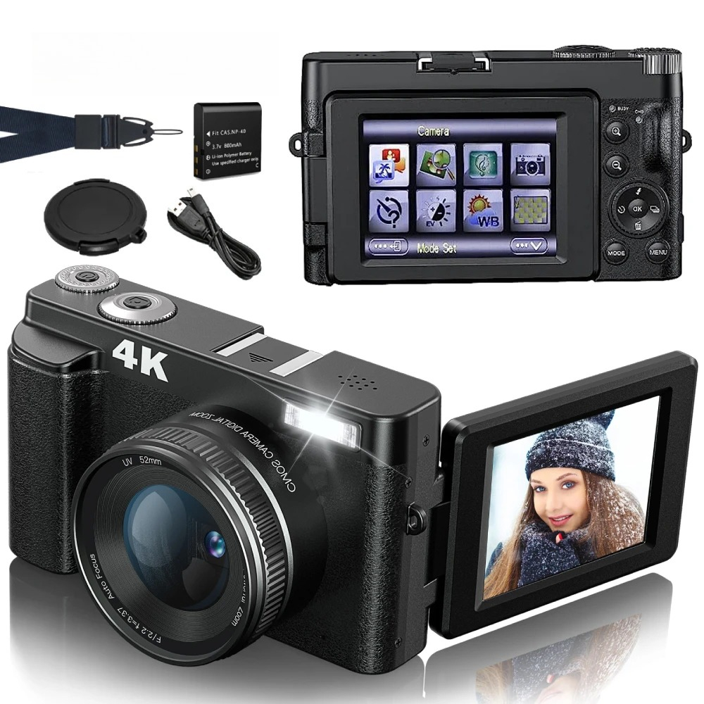 Beauty Makeup Camera - 4K 48MP Compact Vlogging Camera, Autofocus