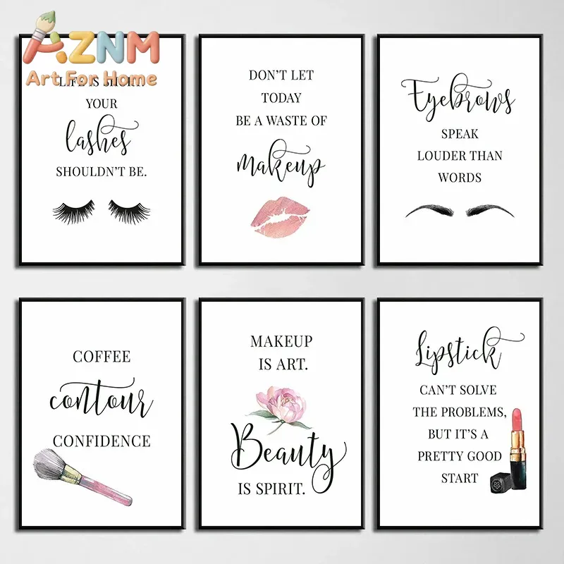 Beauty Of Makeup Quotes - Makeup Quotes Poster Eyelash Eyebrows Lipstick
