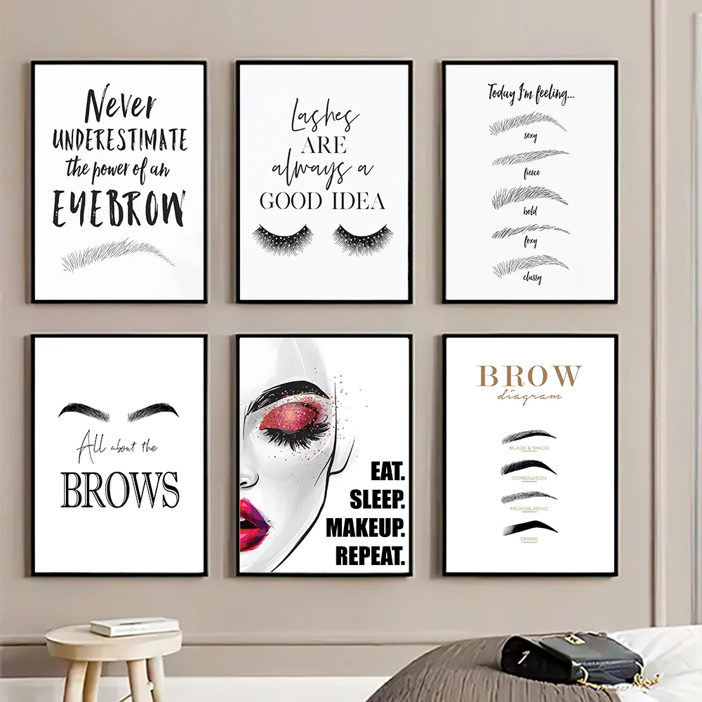 Beauty Of Makeup Quotes - Fashion MakeUp Canvas Painting Print Eyebrow
