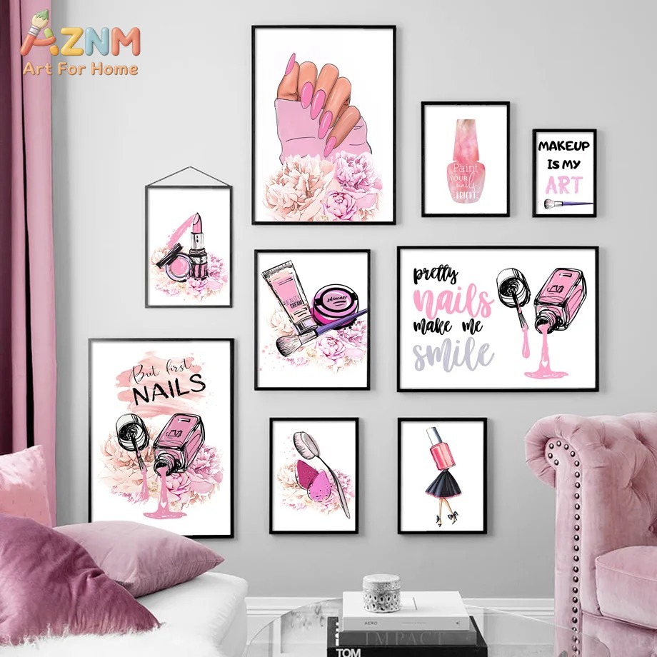 AZNM Pink Nail Makeup Canvas W - Beauty Of Makeup Quotes recension och pris