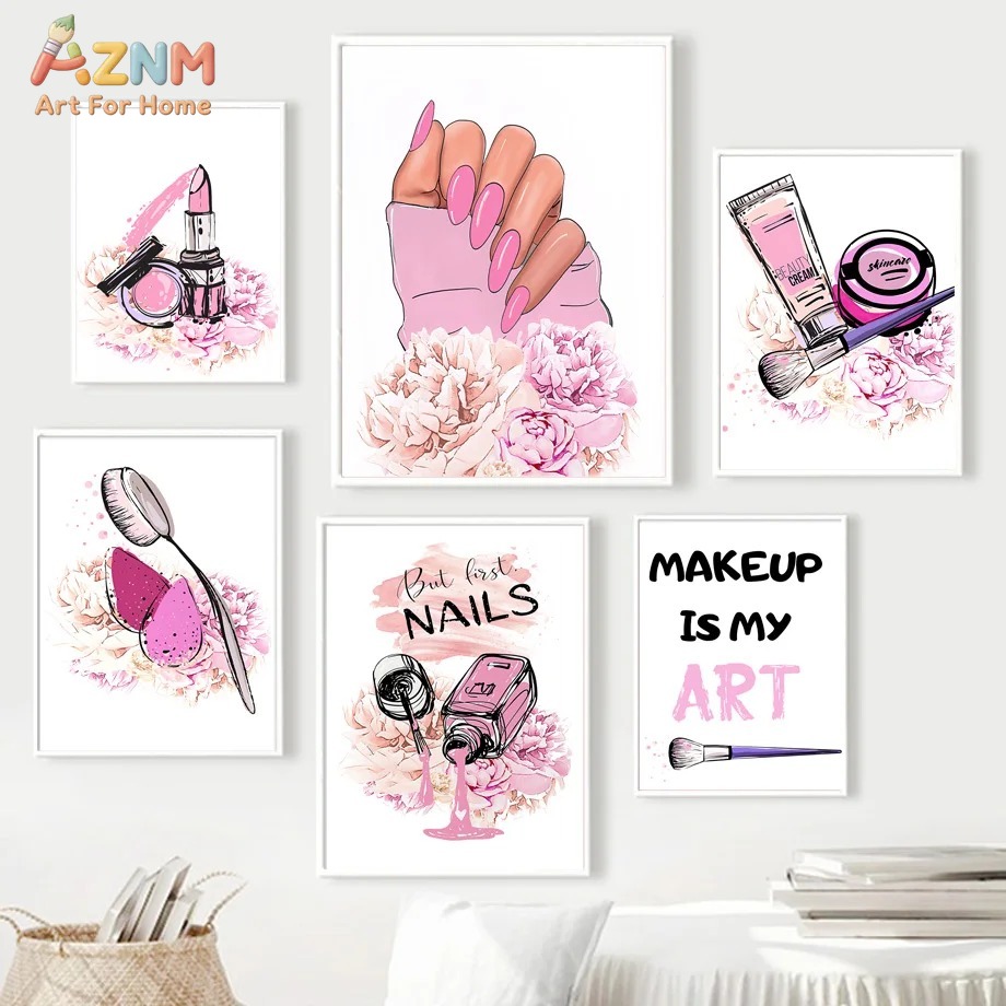 AZNM Pink Nail Makeup Canvas W - Beauty Of Makeup Quotes recension och pris