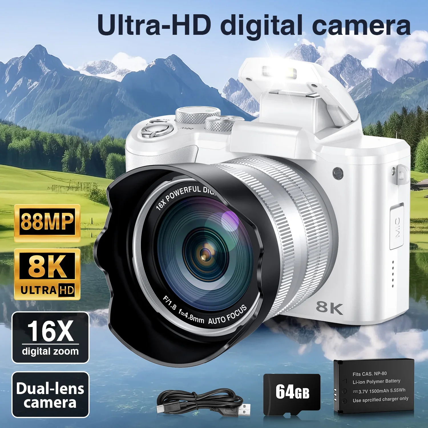 8K Selfie Digital Cameras for  - Beauty Makeup Camera recension och pris