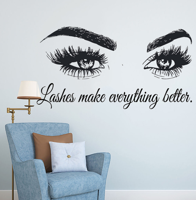 Eyelashes Vinyl Wall Decal Bea - Beauty Of Makeup Quotes recension och pris