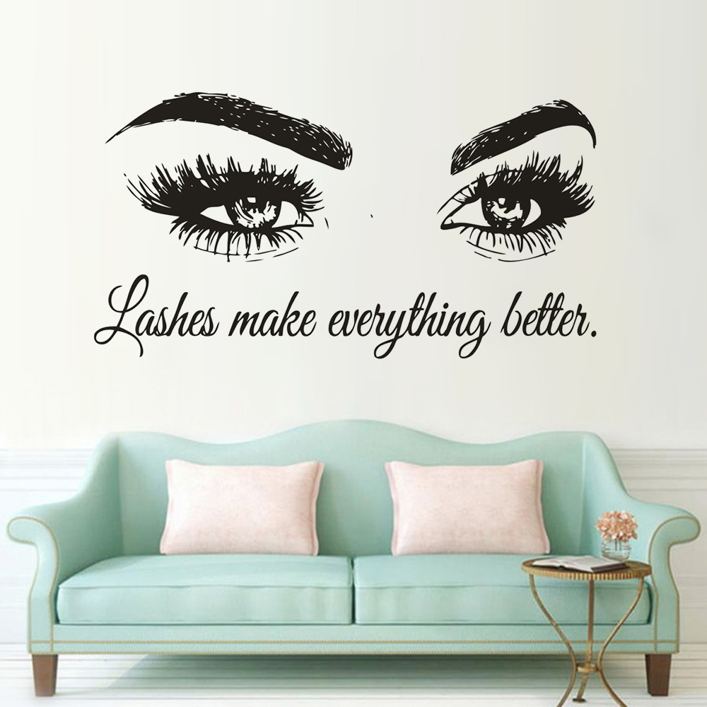 Eyelashes Vinyl Wall Decal Bea - Beauty Of Makeup Quotes recension och pris