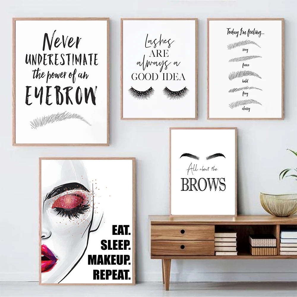 Fashion MakeUp Canvas Painting - Beauty Of Makeup Quotes recension och pris